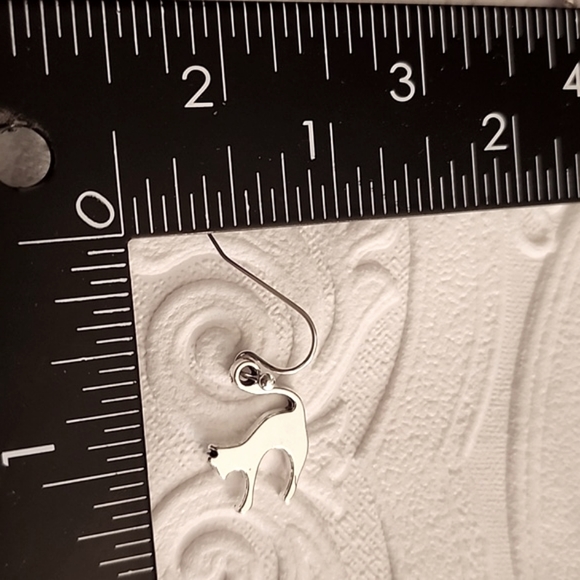 Stretching Cat Earrings Sterling Posts Fun Whimsical ER - Picture 3 of 3